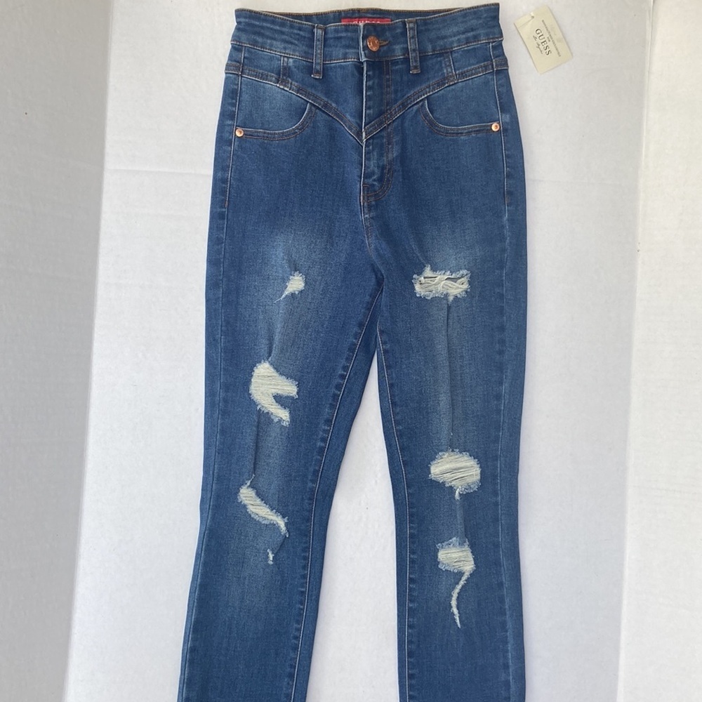 New GUESS Skinny Destroyed jeans SZ 24 - Picture 4 of 9